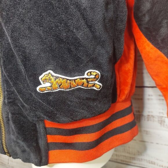 Le Tigre Mens L Black & Red Velour Embroidered Jacket - Picture 4 of 14